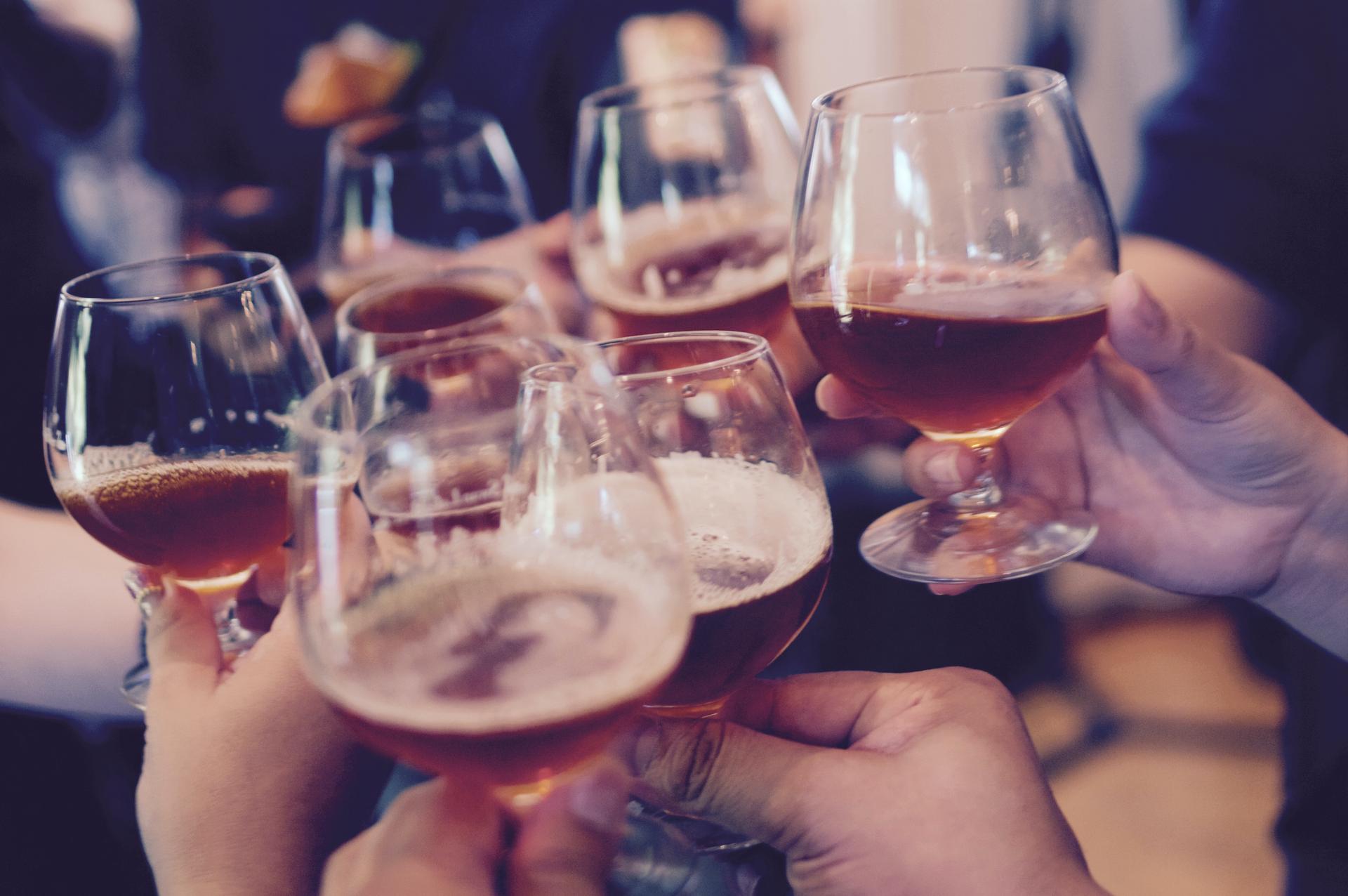 Group of friends cheersing beer (just hands)