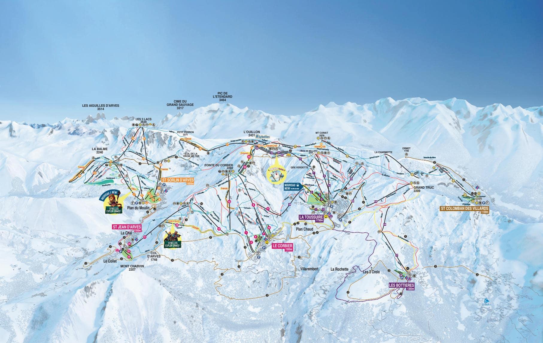 Le Corbier ski map
